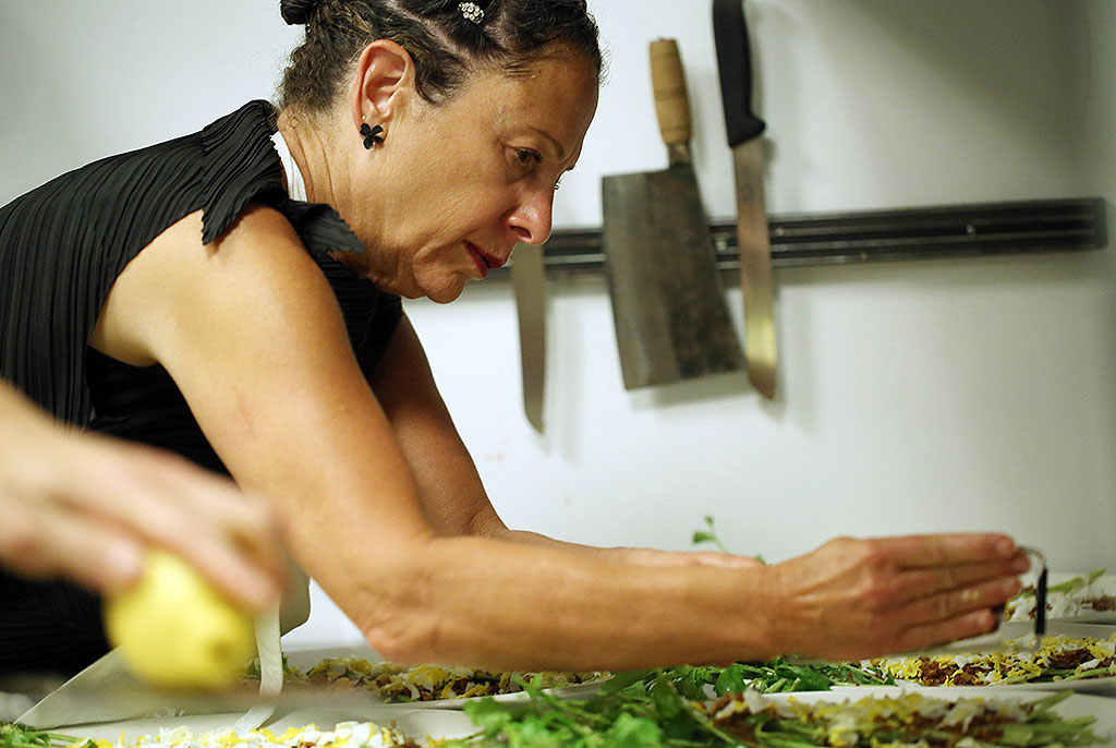 Nancy Silverton preparing for the October Chefs for Human Rights Event